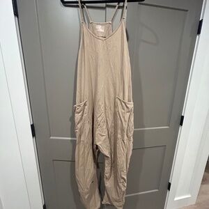 Free People Hot Shot Onesie - Large Tan